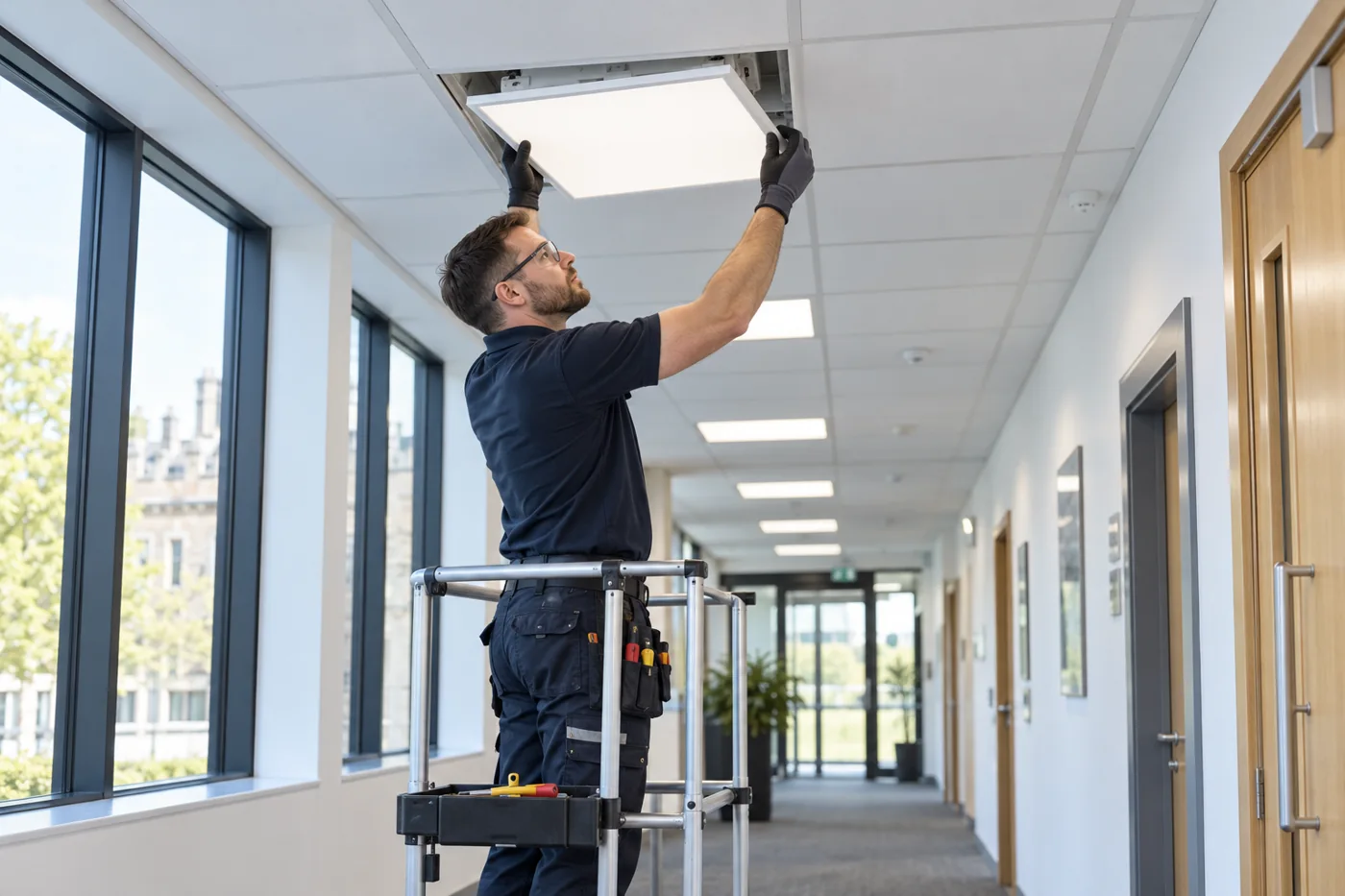 Illustrative ceiling lighting maintenance